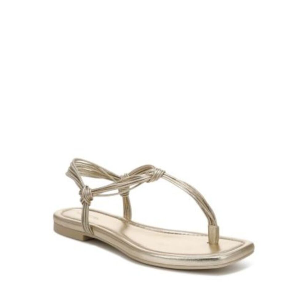 VINCE. Womens Gold Thong Sandal Deja Square Toe Slip On Slingback Sandal 6.5 M